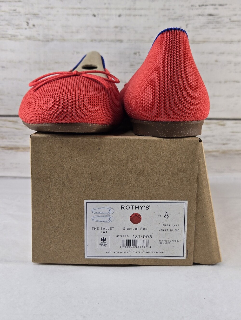 Rothy's The Ballet Flat Bow Accent Round Toe Glamour Red Women's Size 8 - Picture 14 of 14